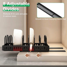 Load image into Gallery viewer, Pull Out Pots and Pans Organizer with 8 Adjustable Dividers