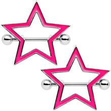 Load image into Gallery viewer, 3/4 Pink Glow in the Dark Sexy Star Nipple Shield Set