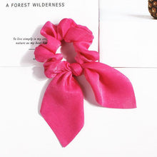将图片加载到图库查看器,Pure Color Elastic Hair Band Rabbit Ear Bow Pearl Hair Rope Satin Ponytail Scrunchie Bobbles Elastic Hair Ties Ropes Ponytail Holder Accessories for Women And Girls
