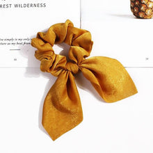 将图片加载到图库查看器,Pure Color Elastic Hair Band Rabbit Ear Bow Pearl Hair Rope Satin Ponytail Scrunchie Bobbles Elastic Hair Ties Ropes Ponytail Holder Accessories for Women And Girls