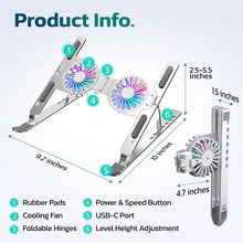 Load image into Gallery viewer, Purely F82 Adjustable Laptop Stand Laptop Cooling Pad Fan Ergonomic Foldable Laptop Holder