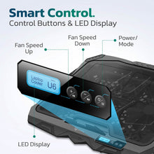 将图片加载到图库查看器,Purely Laptop Cooling Pad, 6 Adjustable Height Laptop Stand, 4 Fans: 3 Fan Modes + 6 Speeds, LED Display, 2 USB Ports