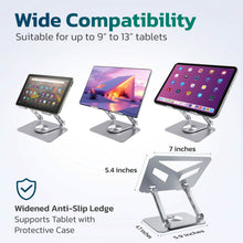 Load image into Gallery viewer, Purely SW60 Swivel Tablet Stand, Aluminum iPad Stand with 360° Rotating Base, Adjustable & Foldable Tablet Holder