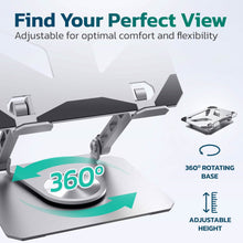 Load image into Gallery viewer, Purely SW60 Swivel Tablet Stand, Aluminum iPad Stand with 360° Rotating Base, Adjustable & Foldable Tablet Holder
