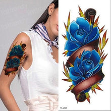 Load image into Gallery viewer, Purple 3D Flower Tattoos Waterproof Luxury Tattoo Rose Lotus Flower Body Art Fashion Stickers For Womens