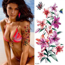 Load image into Gallery viewer, Purple 3D Flower Tattoos Waterproof Luxury Tattoo Rose Lotus Flower Body Art Fashion Stickers For Womens