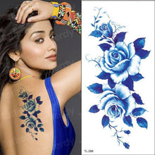 Load image into Gallery viewer, Purple 3D Flower Tattoos Waterproof Luxury Tattoo Rose Lotus Flower Body Art Fashion Stickers For Womens