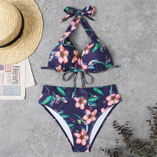 Load image into Gallery viewer, Push Up Bikini New Two Piece Swimsuit Women High Waist Black Pink Bikinis Set Women's Halter Padded Top Push Up Bikini Set Two Piece Swimsuits Bathing Suits Beachwear Swimwear Beachwear Bathing Suit