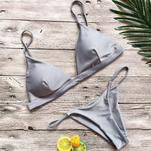 Load image into Gallery viewer, Push Up Bikini Set Swimsuits High Waist Swimwear Women Ribbed Bathing Suits Brazilian Bikinis Swimsuit for Women Bottom Triangle Bikinis Top Bathing Suit