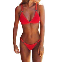 Load image into Gallery viewer, Push Up Bikini Set Swimsuits High Waist Swimwear Women Ribbed Bathing Suits Brazilian Bikinis Swimsuit for Women Bottom Triangle Bikinis Top Bathing Suit