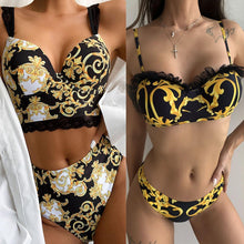 将图片加载到图库查看器,Push Up Bikinis Bikini Set Women High Waisted Bikini Set Athletic Two Piece Swimsuit Sporty Scoop Neck Bathing Suit For Teen Girls With Shorts High Waist Swimwear Women Swimsuit Female Swimming Suit Bathing Suit Print Bikini Set