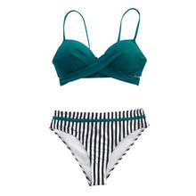将图片加载到图库查看器,Push Up Floral Bikini Sets Women Two Pieces Swimsuits Women's Bathing Suits Push Up Halter Bandage Bikini Floral Printing Swim Bottoms Two Piece Swimsuits New Girl Beach Bathing Suits Swimwear