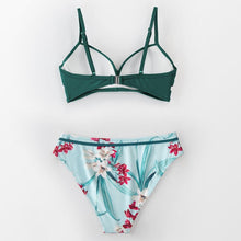 将图片加载到图库查看器,Push Up Floral Bikini Sets Women Two Pieces Swimsuits Women's Bathing Suits Push Up Halter Bandage Bikini Floral Printing Swim Bottoms Two Piece Swimsuits New Girl Beach Bathing Suits Swimwear