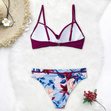 将图片加载到图库查看器,Push Up Floral Bikini Sets Women Two Pieces Swimsuits Women's Bathing Suits Push Up Halter Bandage Bikini Floral Printing Swim Bottoms Two Piece Swimsuits New Girl Beach Bathing Suits Swimwear
