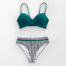 将图片加载到图库查看器,Push Up Floral Bikini Sets Women Two Pieces Swimsuits Women's Bathing Suits Push Up Halter Bandage Bikini Floral Printing Swim Bottoms Two Piece Swimsuits New Girl Beach Bathing Suits Swimwear