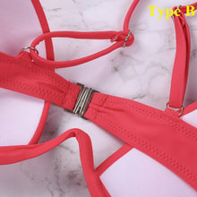 Load image into Gallery viewer, Push Up Unpadded Bikini Set Women 4 Colors Bandage Bikini Set Swimsuit Thong Bottom Swimwear Two Pieces Plain Bikini Bathing Suit Swimwear Bathing