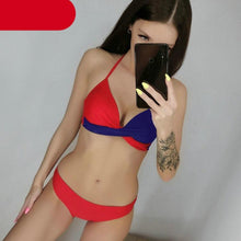 将图片加载到图库查看器,Push Up Women Bikinis Swimwear Women's Bathing Suits Push Up Halter Bandage Bikini Floral Printing Swim Bottoms Two Piece Swimsuits Women Swimsuits Bathing Suit Halter Leaf Print Beach Wear Plus Size