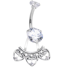 将图片加载到图库查看器,Clear Gem Enchanted Hearts Dangle Belly Ring