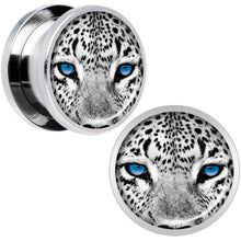 将图片加载到图库查看器,Black White Leopard Eyes Steel Screw Fit Plug Set 9/16