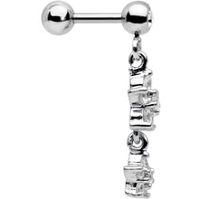 Load image into Gallery viewer, 16G 1/4 Clear Gem Double Star Dangle Cartilage Tragus Earring
