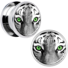 Load image into Gallery viewer, Black White Tiger Eyes Steel Screw Fit Plug Set 9/16
