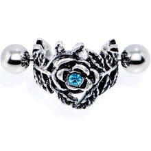 Load image into Gallery viewer, 16G 1/2 Aqua Gem Floral Wreath Cuff Cartilage Earring