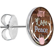 Load image into Gallery viewer, Joy Love Peace Antlers Stud Earrings