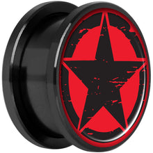 将图片加载到图库查看器,Black Red Distressed Star Black Anodized Screw Fit Plug Set 18mm