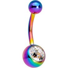 Load image into Gallery viewer, Clear Gem Multi Color Anodized Titanium Belly Ring Set of 5