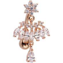 将图片加载到图库查看器,Clear CZ Rose Gold Chandelier Top Mount Dangle Belly Ring