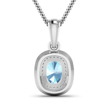 Load image into Gallery viewer, 1.35 Carat Genuine Aquamarine and White Diamond 14K White Gold Pendant