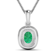 Load image into Gallery viewer, 1.50 Carat Genuine Zambian Emerald and White Diamond 14K White Gold Pendant