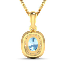 Load image into Gallery viewer, 1.35 Carat Genuine Aquamarine and White Diamond 14K Yellow Gold Pendant