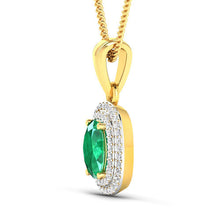 Load image into Gallery viewer, 1.50 Carat Genuine Zambian Emerald and White Diamond 14K Yellow Gold Pendant