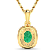 Load image into Gallery viewer, 1.50 Carat Genuine Zambian Emerald and White Diamond 14K Yellow Gold Pendant