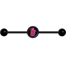 将图片加载到图库查看器,14G Pink Grenade Black Industrial Barbell 37mm