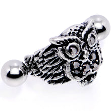 Load image into Gallery viewer, 16G 1/2 Black Gem Flying Owl Helix Cuff Cartilage Earring