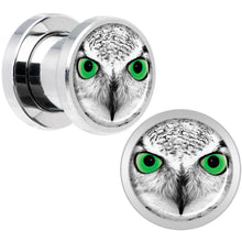 Load image into Gallery viewer, Black White Owl Steel Screw Fit Plug Set 0G
