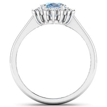 将图片加载到图库查看器,1.62 Carat Genuine Aquamarine and White Diamond 14K White Gold Ring