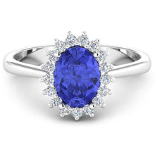 Load image into Gallery viewer, 1.92 Carat Genuine Tanzanite and White Diamond 14K White Gold Ring