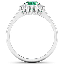 Load image into Gallery viewer, 1.87 Carat Genuine Zambian Emerald and White Diamond 14K White Gold Ring