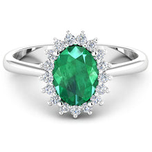 Load image into Gallery viewer, 1.87 Carat Genuine Zambian Emerald and White Diamond 14K White Gold Ring