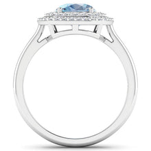 Load image into Gallery viewer, 1.72 Carat Genuine Aquamarine and White Diamond 14K White Gold Ring
