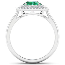 Load image into Gallery viewer, 1.97 Carat Genuine Zambian Emerald and White Diamond 14K White Gold Ring