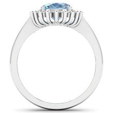 Load image into Gallery viewer, 1.24 Carat Genuine Aquamarine and White Diamond 14K White Gold Ring
