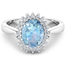 Load image into Gallery viewer, 1.24 Carat Genuine Aquamarine and White Diamond 14K White Gold Ring