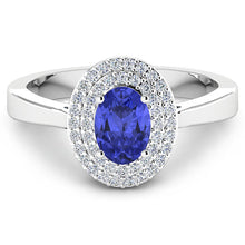 Load image into Gallery viewer, 0.91 Carat Genuine Tanzanite and White Diamond 14K White Gold Ring