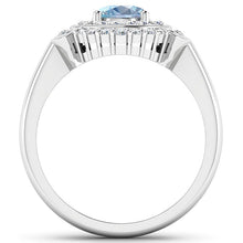 Load image into Gallery viewer, 1.57 Carat Genuine Aquamarine and White Diamond 14K White Gold Ring