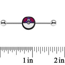 Load image into Gallery viewer, 14G Licensed Pokemon Master Ball Industrial Barbell 35mm
