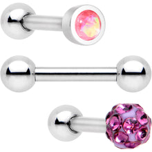 Load image into Gallery viewer, 16G 1/4 Purple Faux Opal Inlay Cartilage Tragus Earring 3 Pack Set
